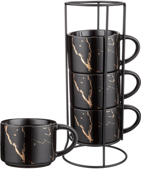 Набор кружек на подставке «Midnight gold»