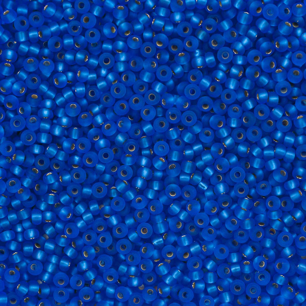 Бисер прозрачный матовый с серебристым центром, цвет 37050 синий | Preciosa