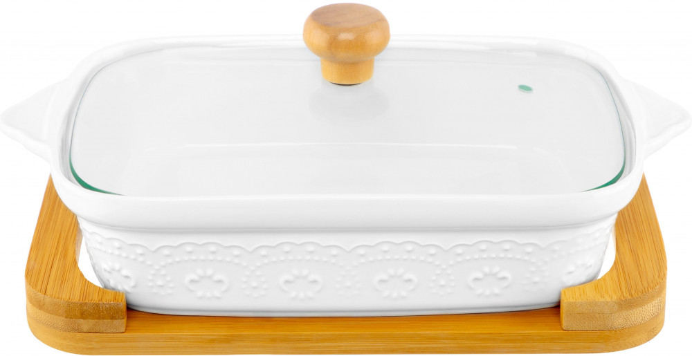 Блюдо для запекания и сервировки | Белый узор | Elan Gallery