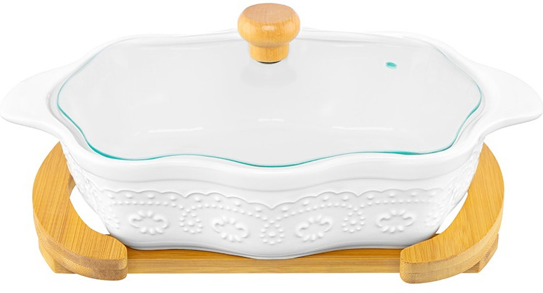 Блюдо для запекания и сервировки | Белый узор | Elan Gallery