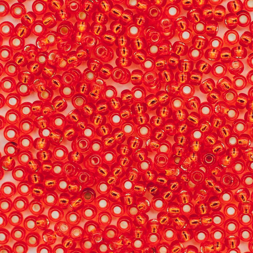 Бисер прозрачный c серебряным прокрасом, цвет 97030 насыщенный оранжевый | Preciosa