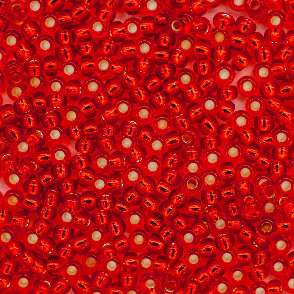 Бисер прозрачный c серебряным прокрасом, цвет 97050 алый | Preciosa