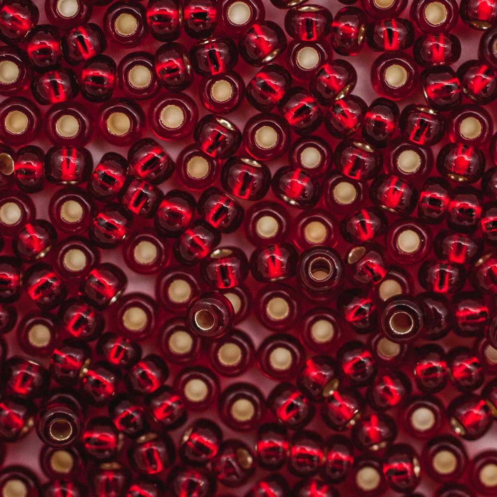 Бисер прозрачный c серебряным прокрасом, цвет 97090 рубиновый | Preciosa