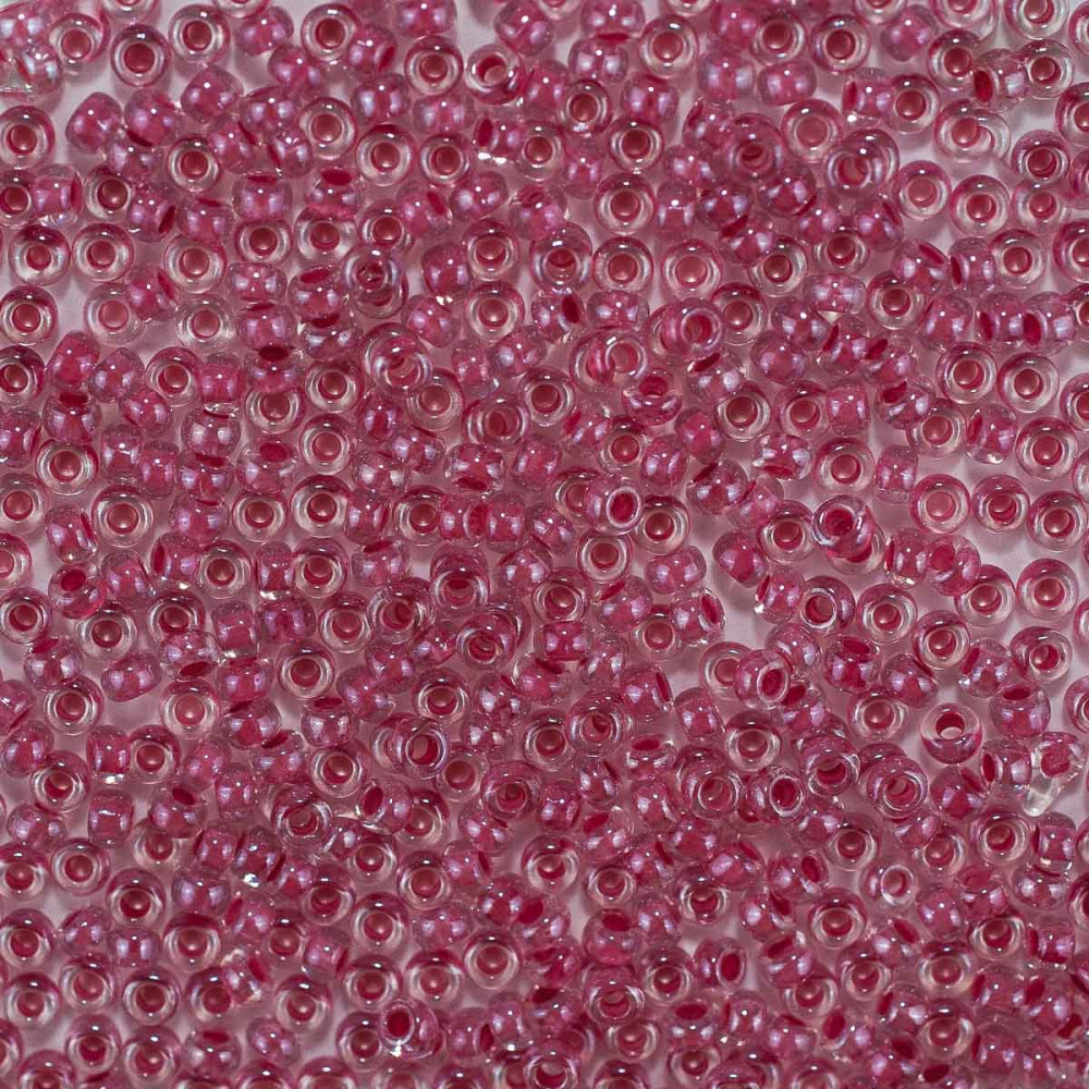 Бисер кристально-прозрачный с цветным прокрасом терра блестящий, цвет 38198 розово-красный | Preciosa