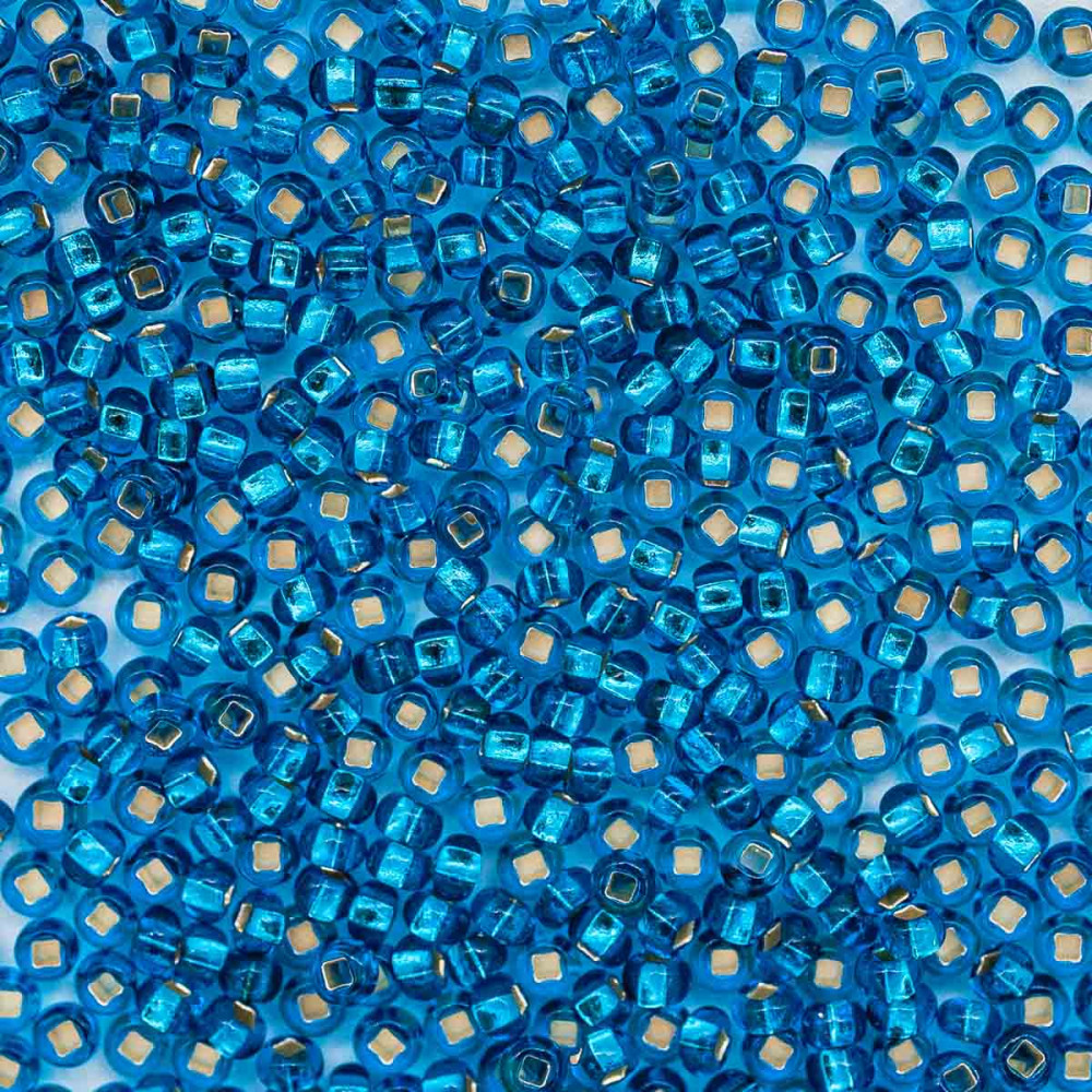 Бисер прозрачный c серебряным прокрасом, цвет 67150 насыщенный голубой | Preciosa