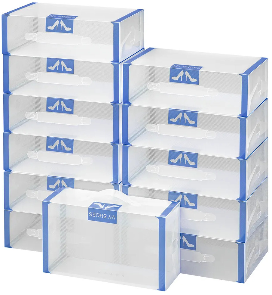 Набор коробок для хранения обуви «Синяя кайма» | El Casa