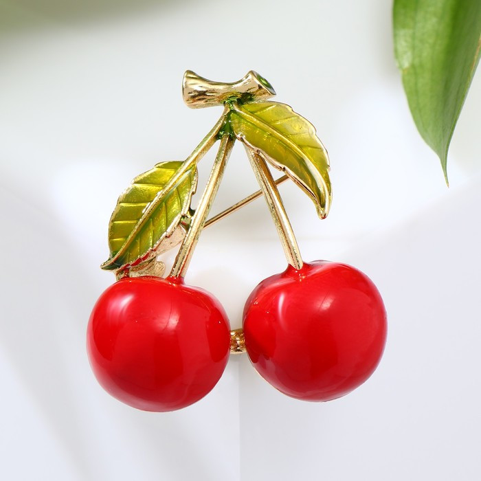 Брошь «Вишенки» | Фрукты и ягоды | Queen Fair