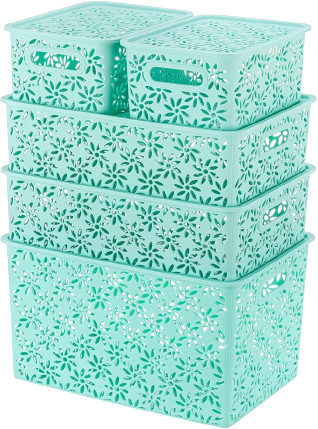 Набор корзин с крышками | Ромашки | El Casa