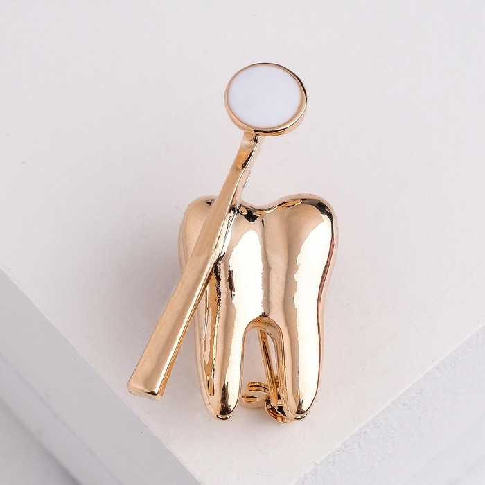 Брошь «Зуб с зеркалом» | Медицина в бижутерии | Queen Fair