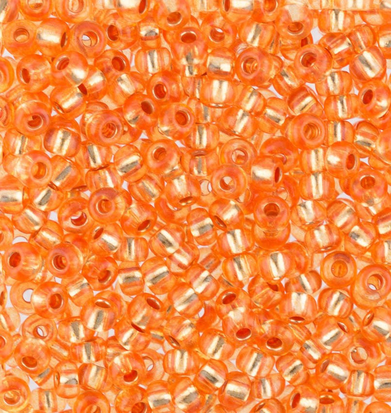 Бисер прозрачный с серебристым центром, цвет 08289 светло-оранжевый | Preciosa