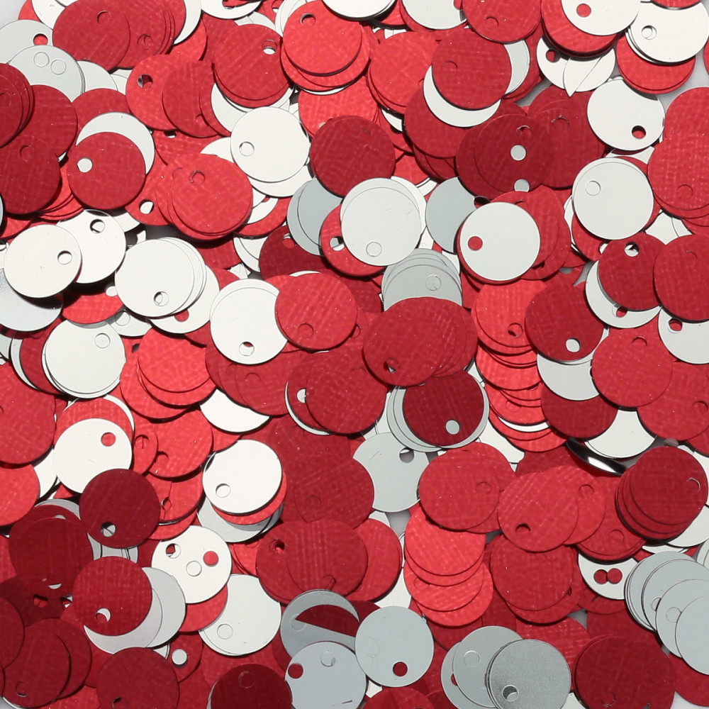 Пайетки плоские двусторонние, цвет 2437 красный-серебро | Astra&Craft