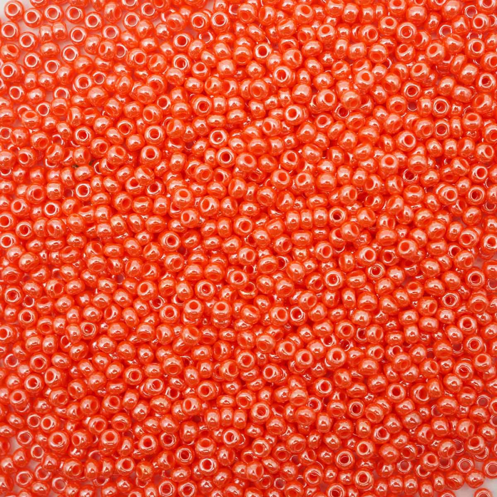 Бисер непрозрачный с жемчужным покрытием, цвет 98140 оранжевый | Preciosa
