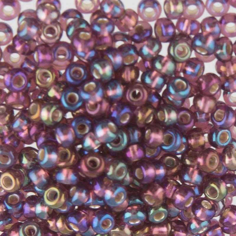 Бисер прозрачный с серебристым центром, цвет 27069 сиреневый | Preciosa