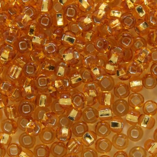 Бисер прозрачный с серебристым центром, цвет 87069 желто-оранжевый | Preciosa