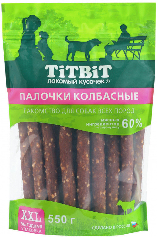 Палочки для собак всех пород колбасные | Лакомый кусочек | TiTBiT