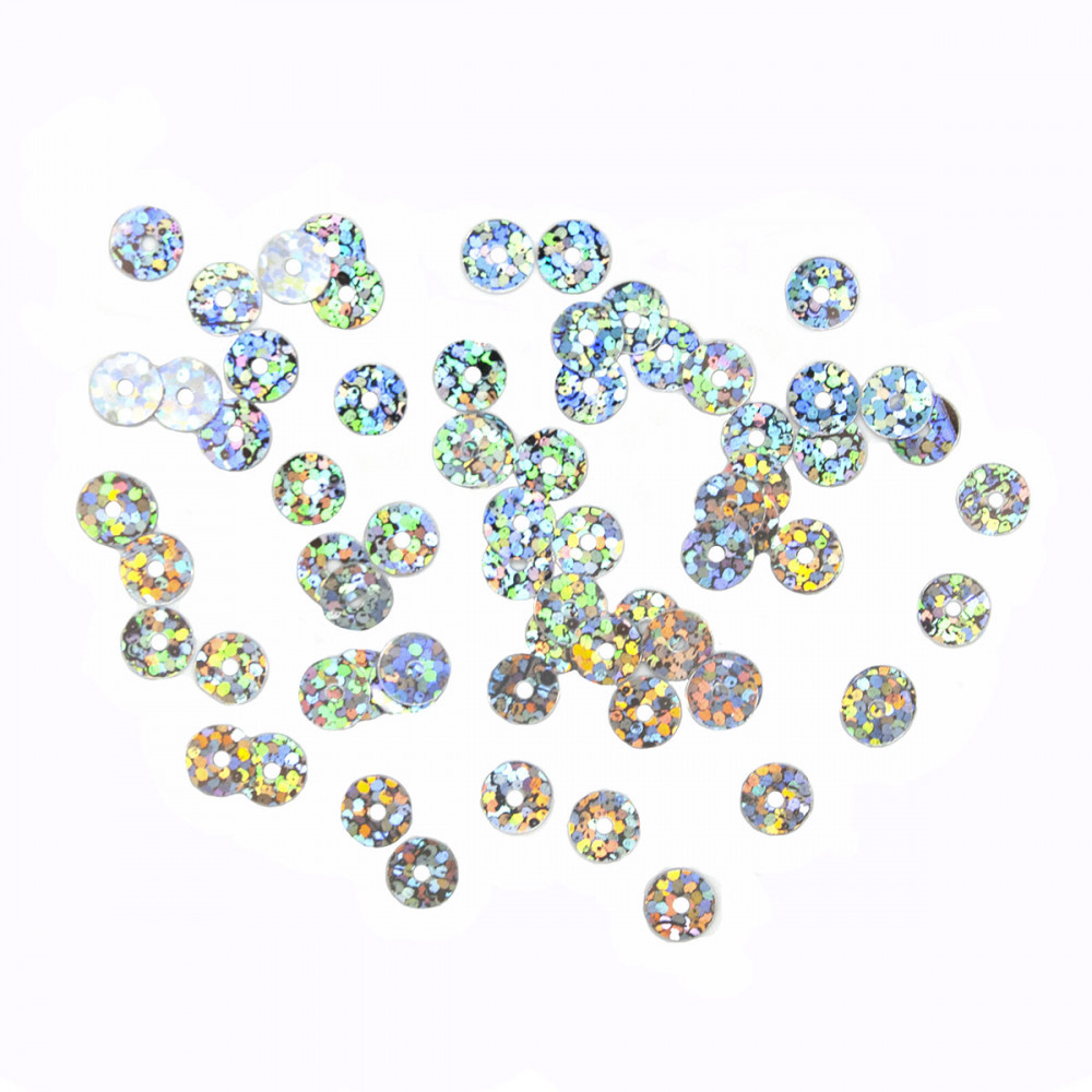 Пайетки плоские, цвет 50112 серебро голограмма | Astra&Craft