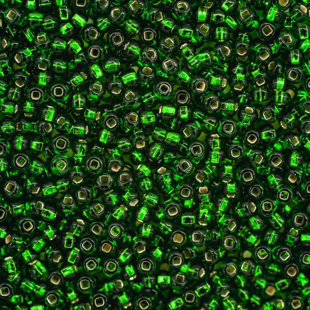 Бисер прозрачный c серебряным прокрасом, цвет 57120 зеленый | Preciosa