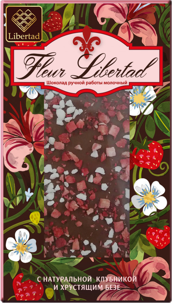 Шоколад молочный с клубникой и хрустящим безе | Fleur | Libertad