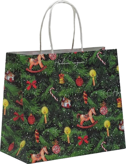 Пакет крафтовый «Новогодняя ёлочка» | Ретро Новый Год | Дарите Счастье