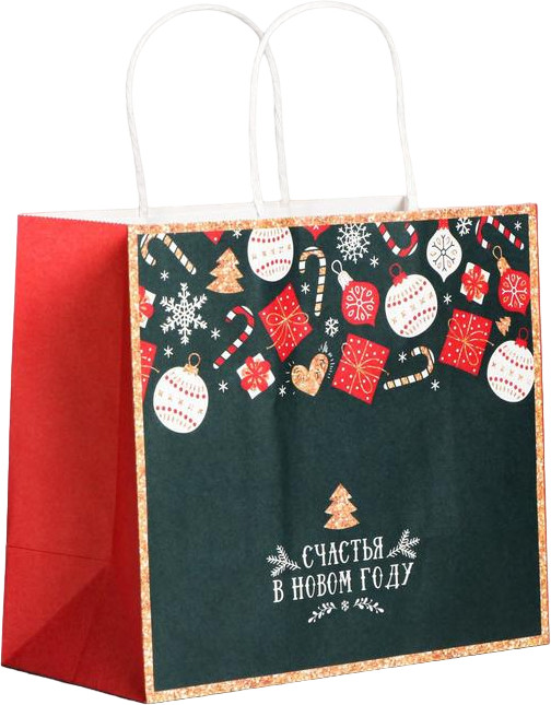 Пакет крафтовый «Счастья в Новом году» | Новогодний тренд | Дарите Счастье