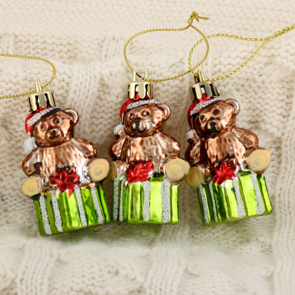 Набор украшений ёлочных «Мишка на подарке» | Зимнее волшебство