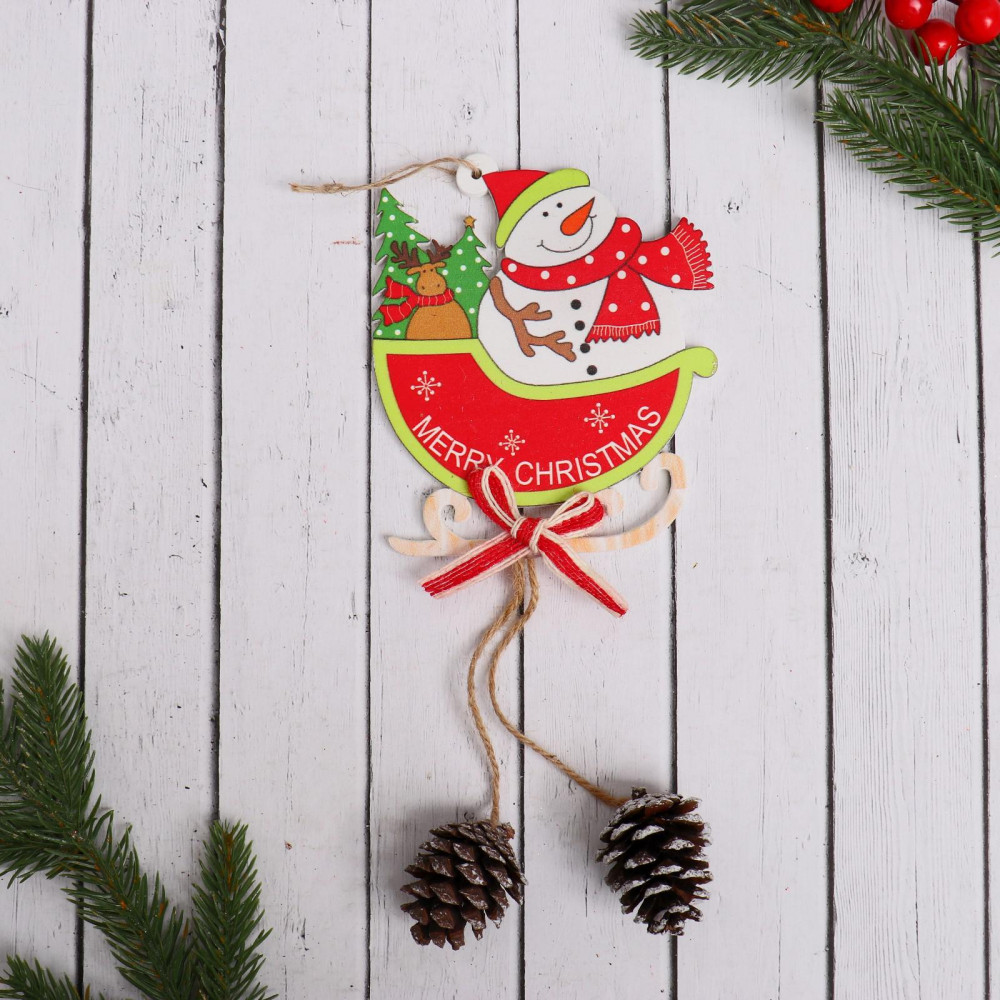 Украшение ёлочное «Сани с шишками» | Зимнее волшебство