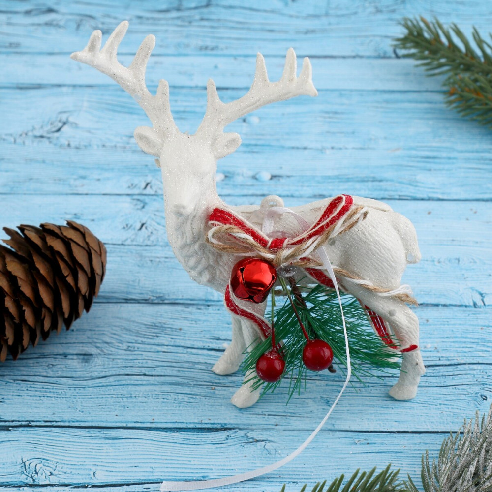 Украшение ёлочное «Снежный олень с бубенцом» | Зимнее волшебство