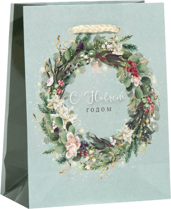 Пакет ламинированный «Новогодний венок» | Новогодняя ботаника | Доступные Радости