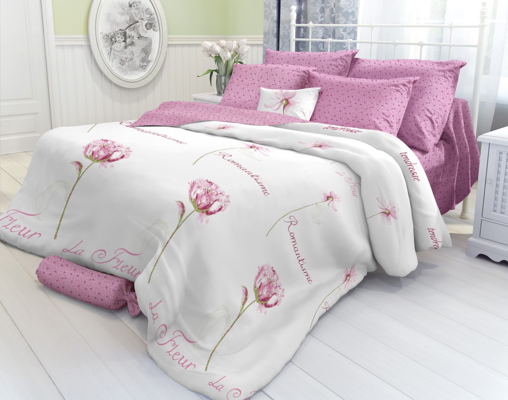 Комплект постельного белья «Романтизм» (семейный, перкаль, 2 наволочки 70х70 и 2 наволочки 50х70) | Verossa