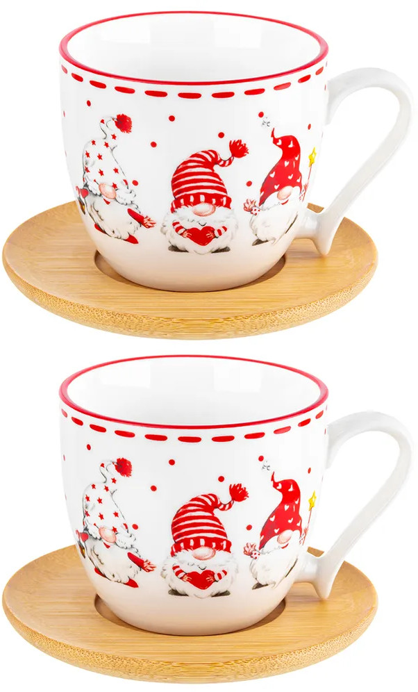 Набор чашек для капучино и латте «Веселые гномики» | Веселые гномики | Elan Gallery