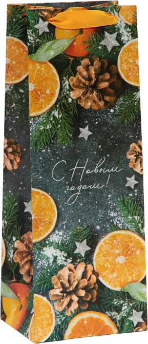 Пакет под бутылку крафтовый «Новогоднее настроение» | Аромат праздника | Дарите Счастье