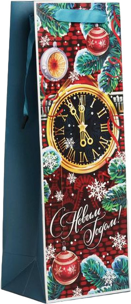 Пакет под бутылку крафтовый «Чудес в новогоднюю ночь» | Ретро Новый Год | Дарите Счастье