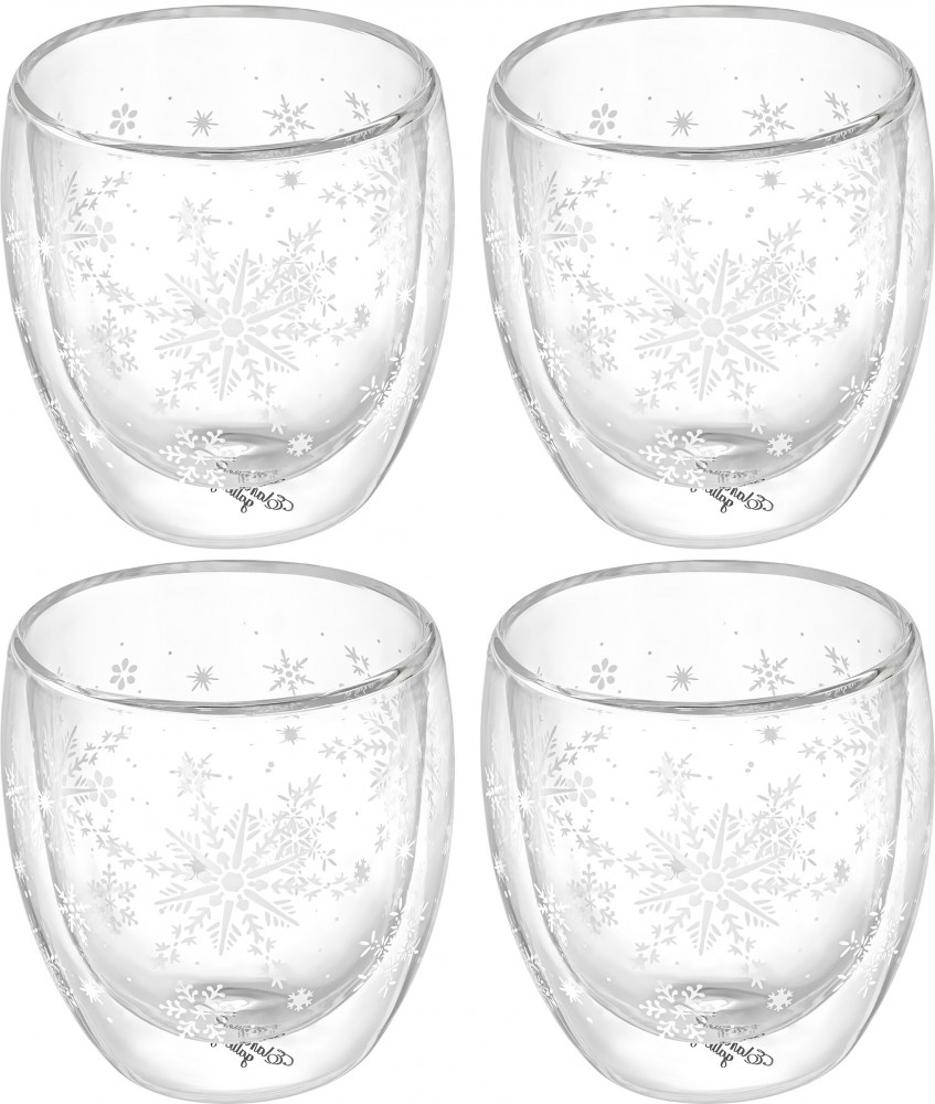 Набор стаканов с двойными стенками «Снежинки» | Снежинки | Elan Gallery