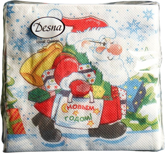 Салфетки бумажные «Дед Мороз с подарками»