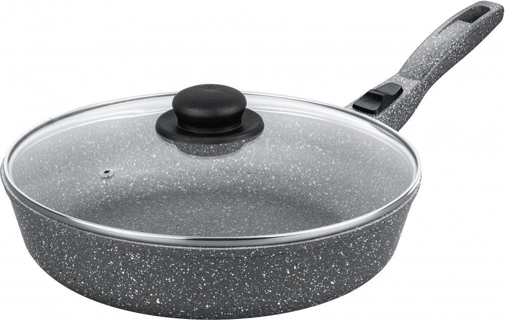 Сковорода с крышкой и съёмной ручкой «Серый мрамор» | Гармония вкуса | Elan Gallery