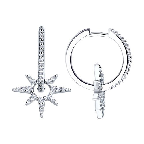 Серьги из серебра с фианитами | Sun & fun | SOKOLOV