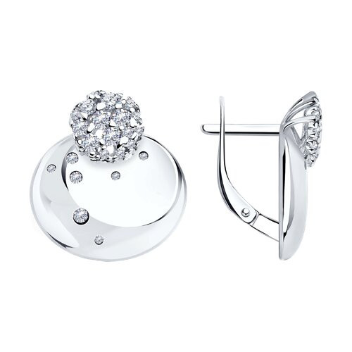 Серьги из серебра с фианитами | Diamant