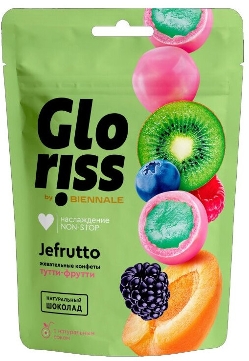 Конфеты жевательные в шоколаде со вкусом тутти-фрутти «Jefrutto» | Gloriss by Biennale