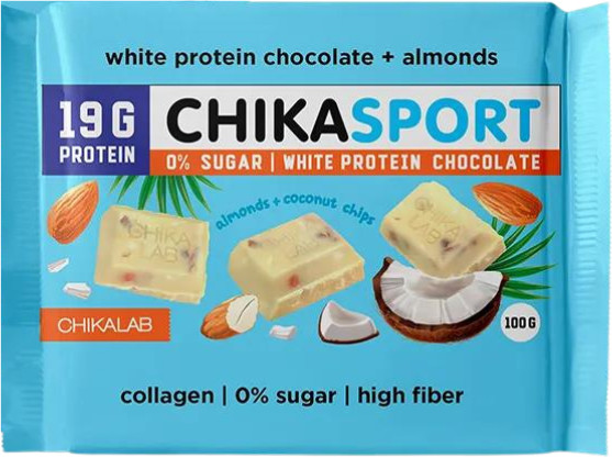 Шоколад протеиновый с миндалем и кокосовыми чипсами | Chikasport | Chikalab