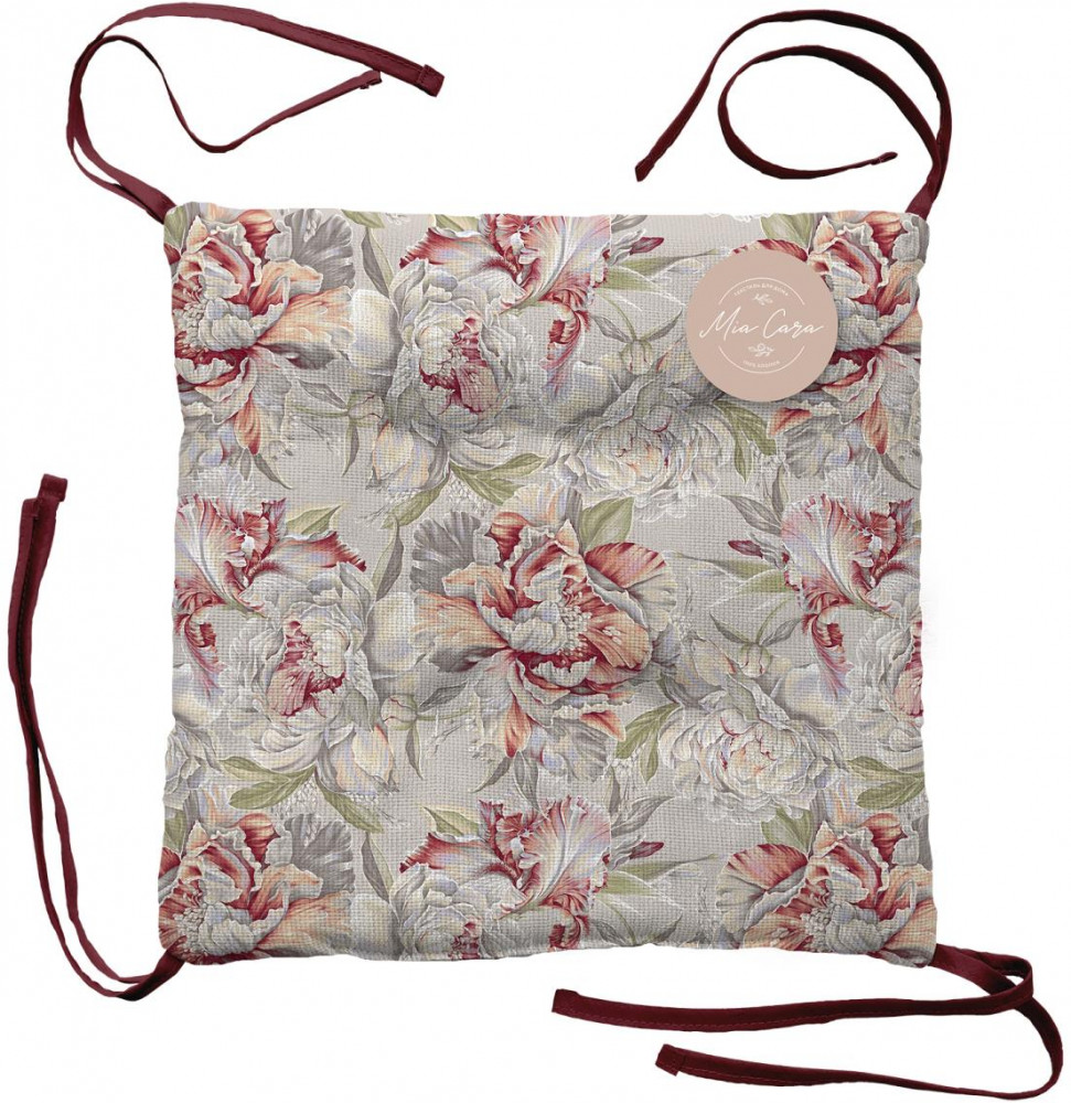 Подушка на стул с тафтингом | Душистый пион | Mia Cara