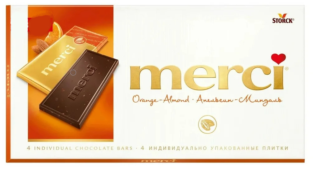 Шоколад горький с апельсином и миндалем | Merci
