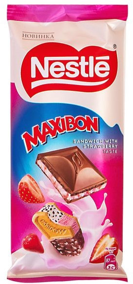 Шоколад молочный со вкусом клубники «Maxibon» | Nestle