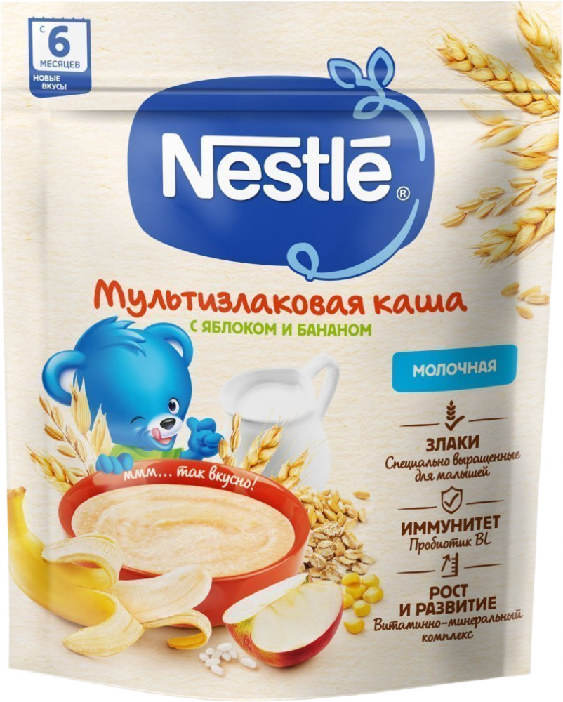 Каша молочная с яблоком и бананом | Nestle