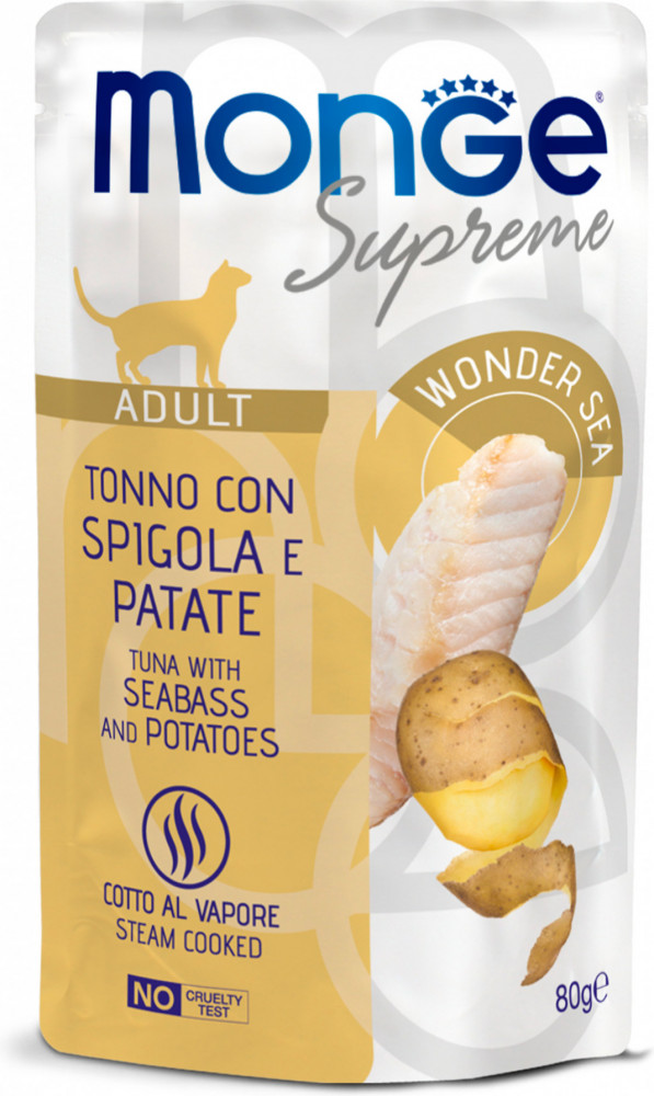Корм для кошек «Тунец, сибас и картофель» | Supreme Cat pouch | Monge