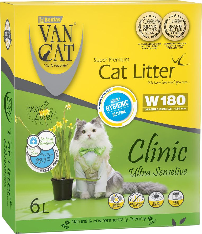 Наполнитель для кошачьего туалета комкующийся «Clinic Ultra Sensitive» | Van Cat