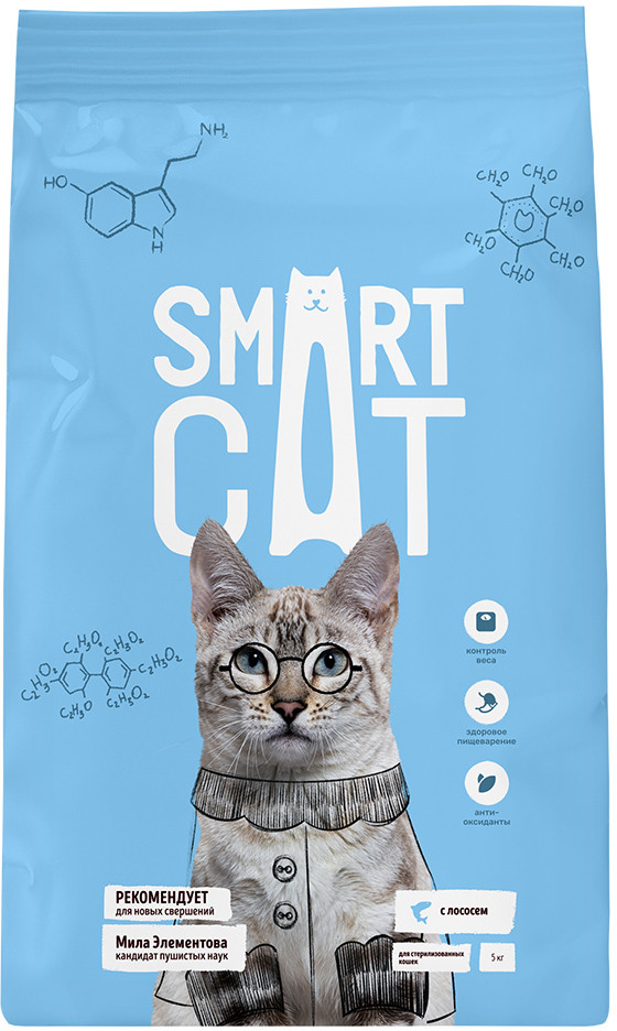 Корм для стерилизованных кошек с лососем | Smart Cat