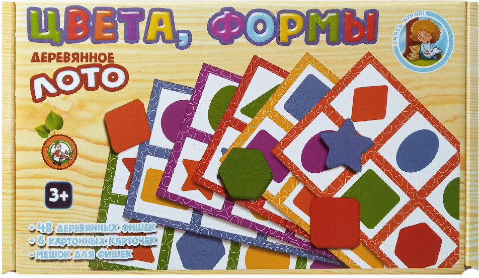 Лото деревянное «Цвета, формы» | Десятое королевство