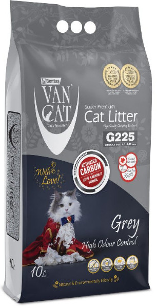 Наполнитель для кошачьего туалета комкующийся с активированным углем «Grey» | Van Cat