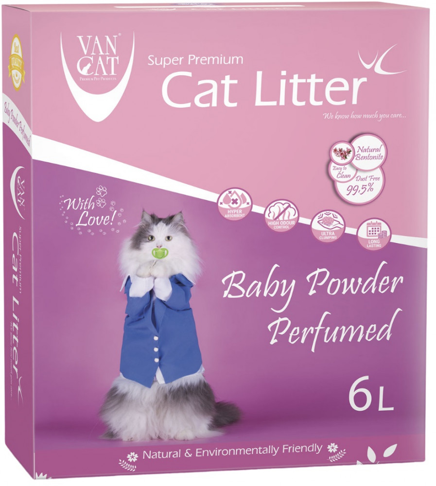Наполнитель комкующийся с ароматом детской присыпки | Van Cat