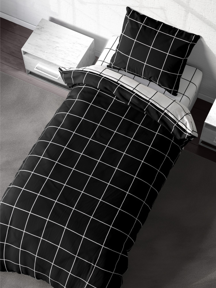 Комплект постельного белья «Grid paper black» | Grid paper | Crazy Getup